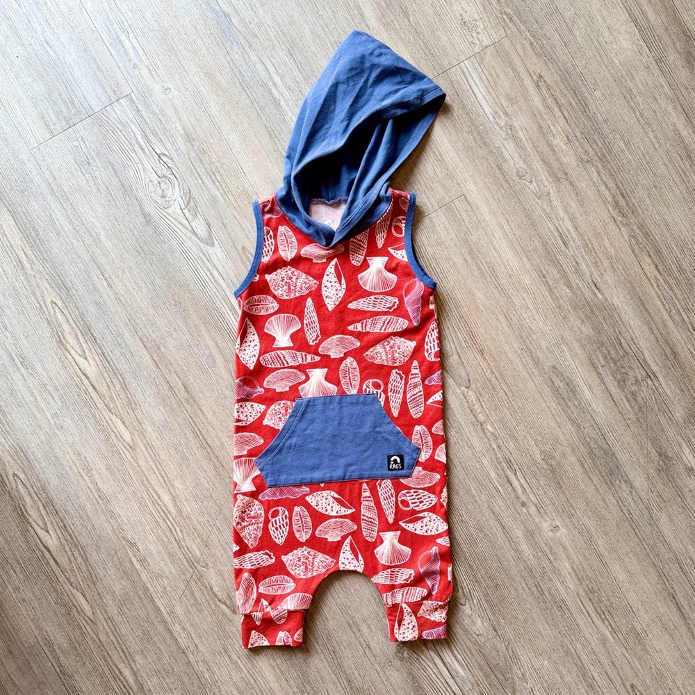 Rags Shell Print Hooded Romper